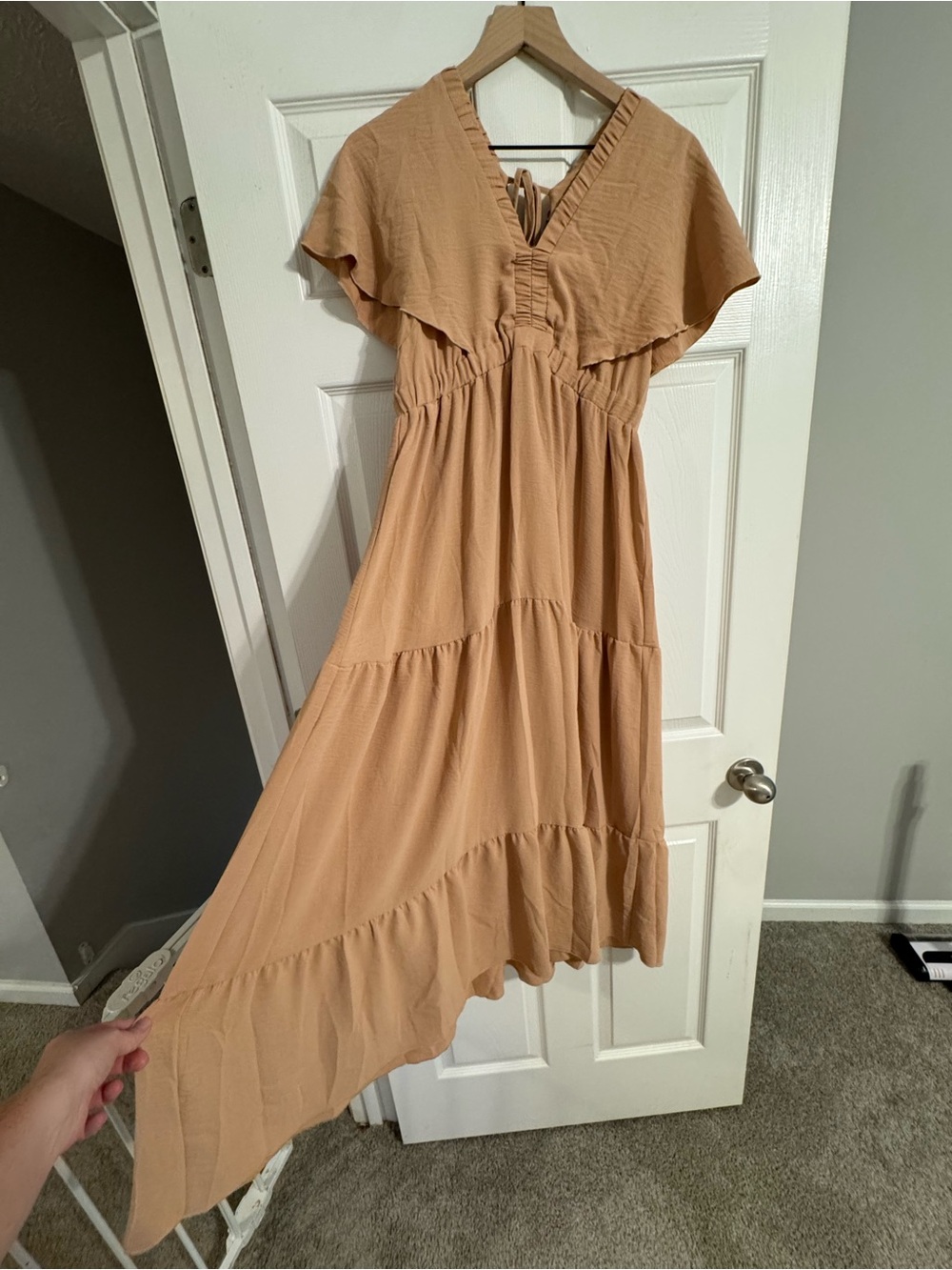 Women's Ruffle Tiered Maxi Dress in Tan